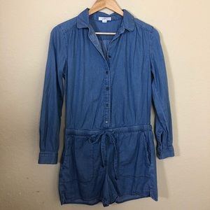 Euc Ann Taylor chambray button down romper